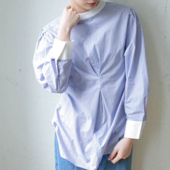 Tuck design Long sleeve blouse Tee - Picture 8 of 10